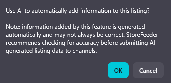 The AI information warning with the OK button