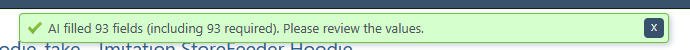 The message shown while StoreFeeder generates AI suggestions
