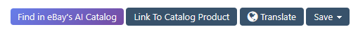 The Find in eBay's AI Catalog button at the top of an eBay listing